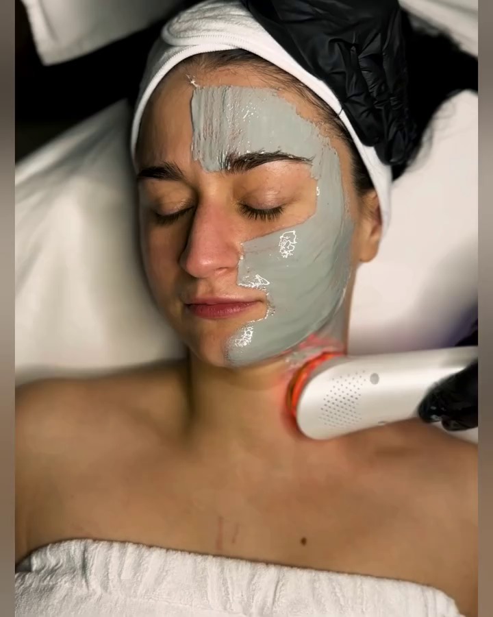 A Luxura client receiving the non-surgical Face & Neck Lift treatment at Mesa Mall, Grand Junction